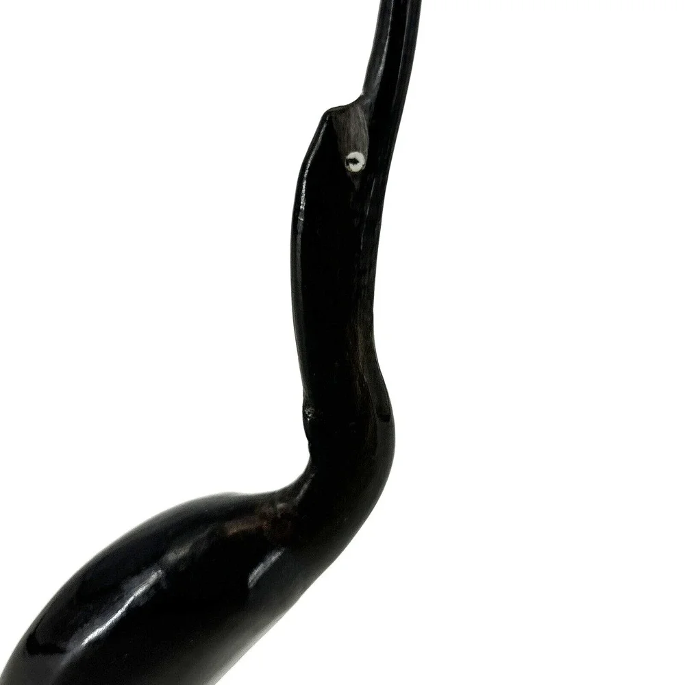 60s Bird‎ Stork Egret Heron Crane Carved Horn Figurine Sculpture Vtg MCM 11